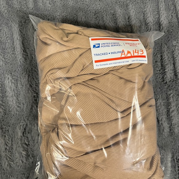 CIDER Ribbed Wide Leg Palazzo Pants Beige Size 1XL Elastic Waist - Picture 10 of 10